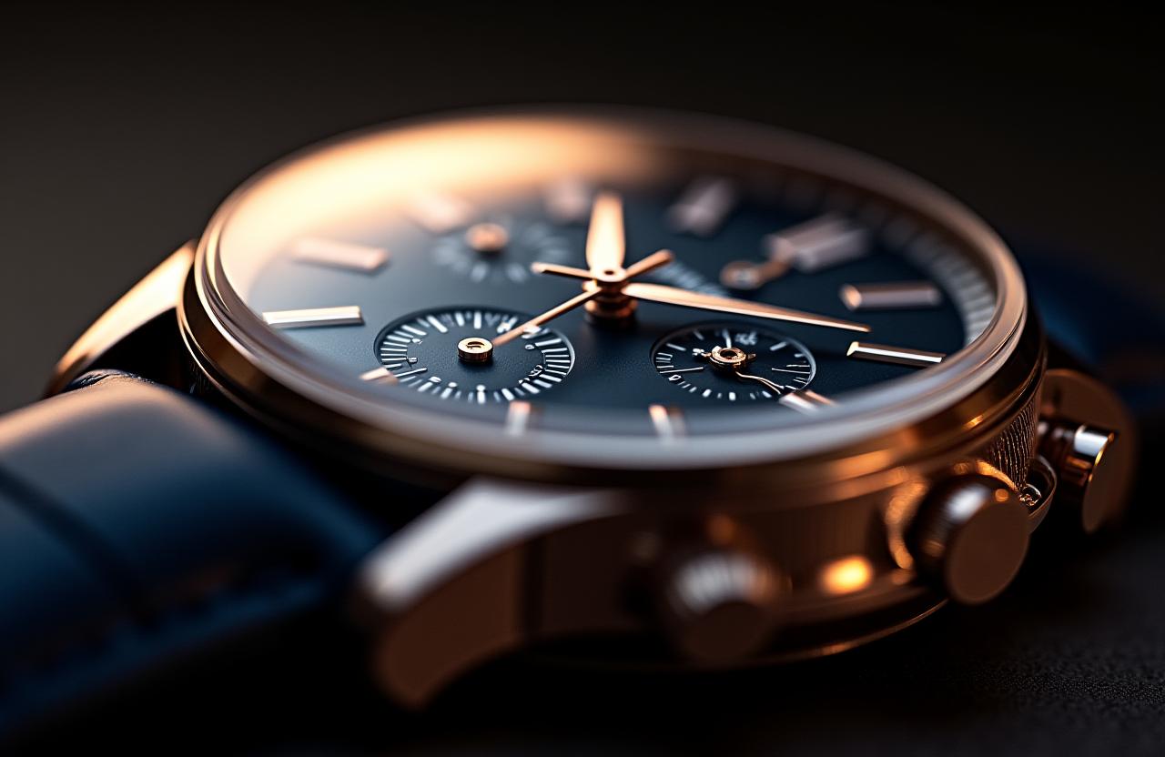 Makroaufnahme einer exquisiten Herrenuhr von Helvetia Chronos